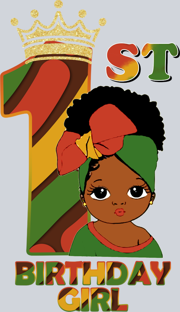 1st Birthday Little Black Girl Crown - STK00005