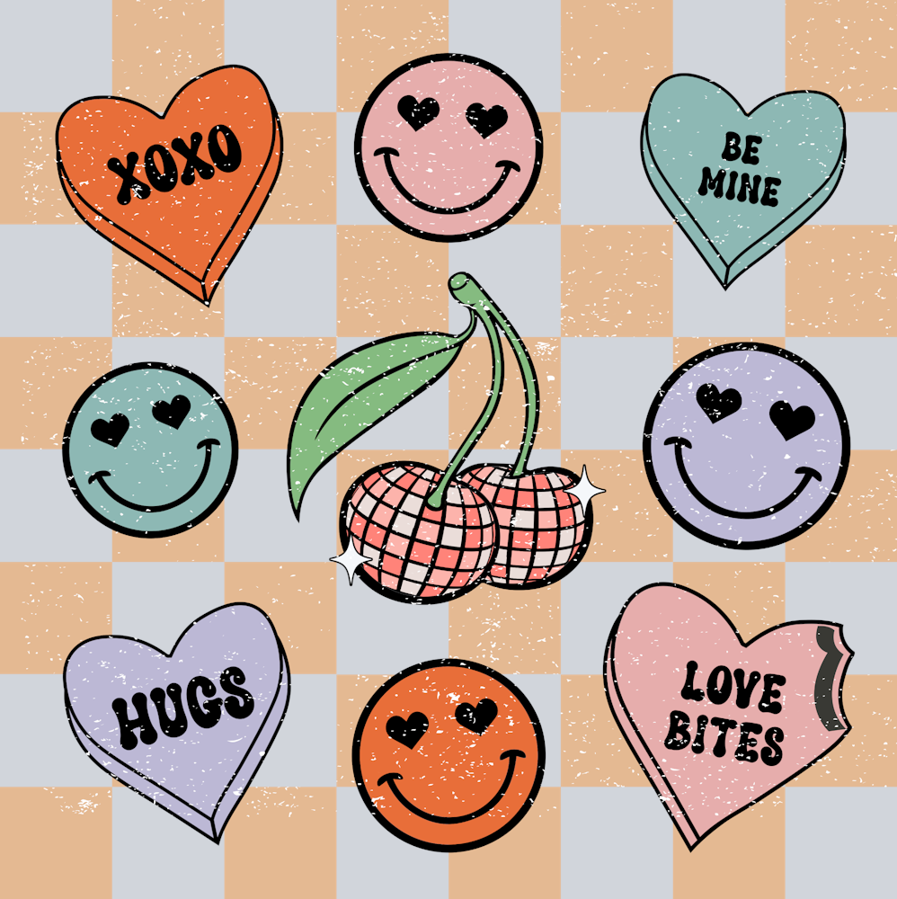 Retro Candy Heart Smiley - STK05189