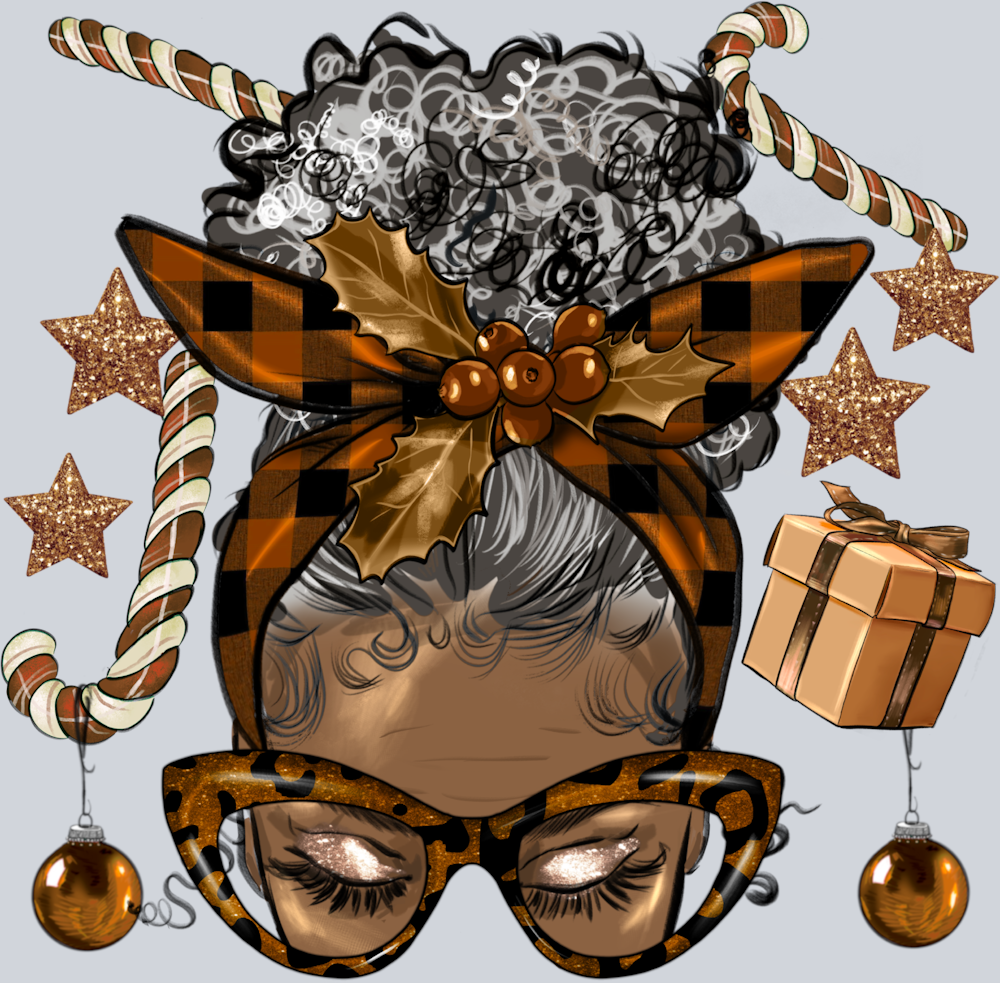 Melanin Christmas Afro Messy Bun Gray Hair - STK04149