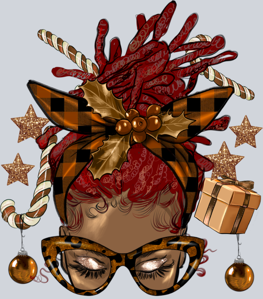 Melanin Christmas Afro Messy Bun Red Locs - STK04155