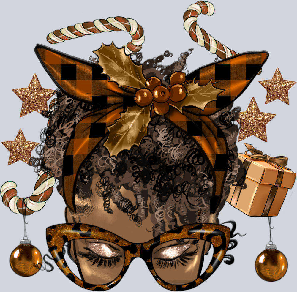 Melanin Christmas Afro Messy Bun Short Hair - STK04156