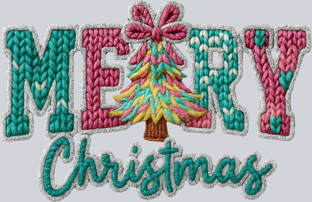 Faux Yarn Merry Christmas 3 - STK07502