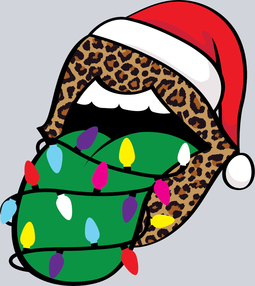 Leopard Lips And Christmas Lights Tongue - STK03554