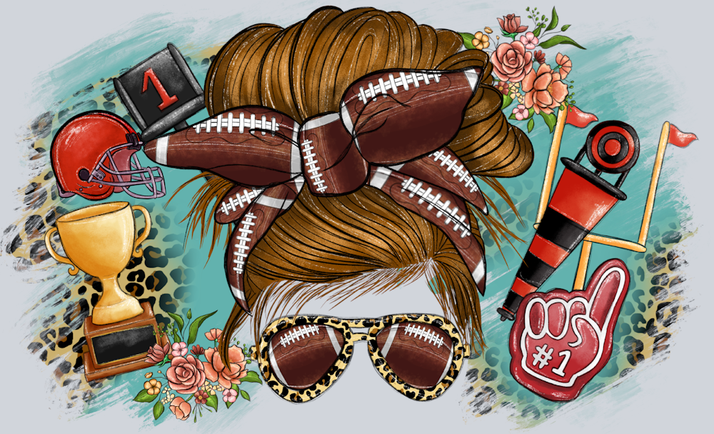 Football Mom Messy Bun 2 - STK02083