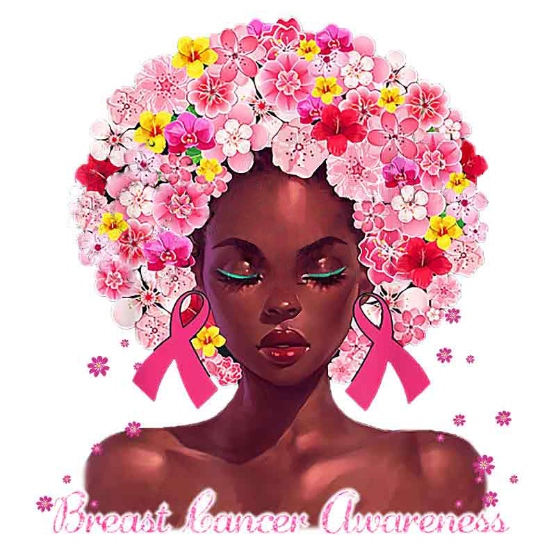 Breast Cancer Awareness Flower Afro #3 (DTF Transfer)