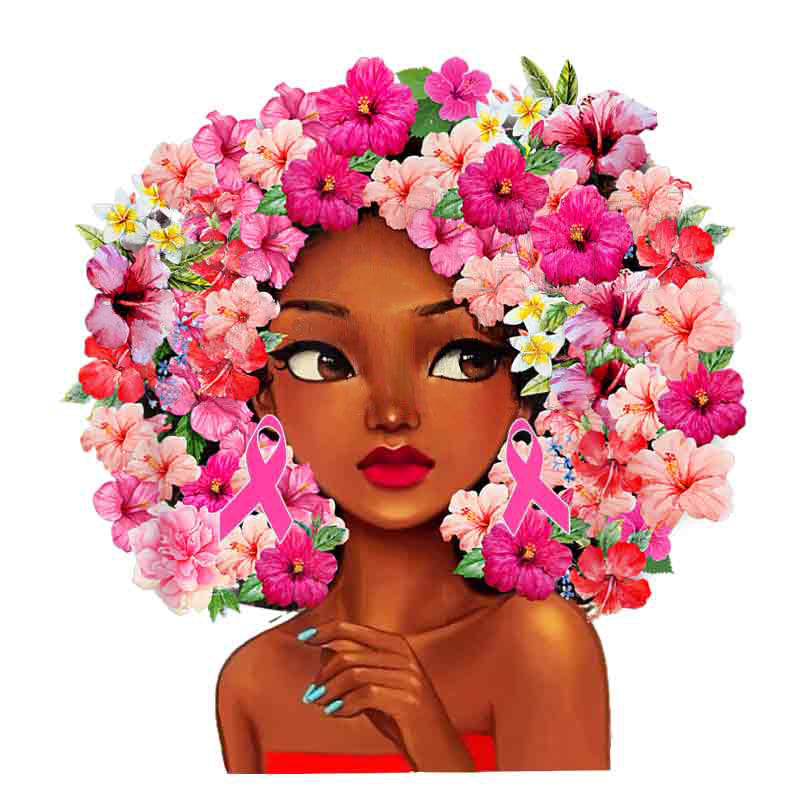 Breast Cancer Awareness Flower Afro #2 (DTF Transfer)