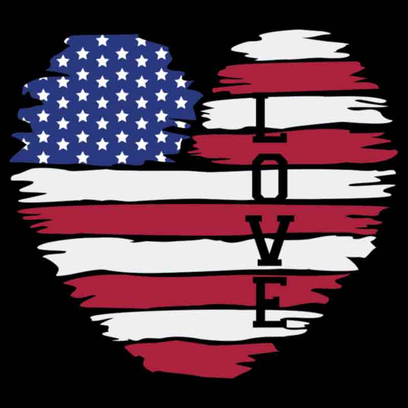 American Flag Heart LOVE (DTF Transfer)