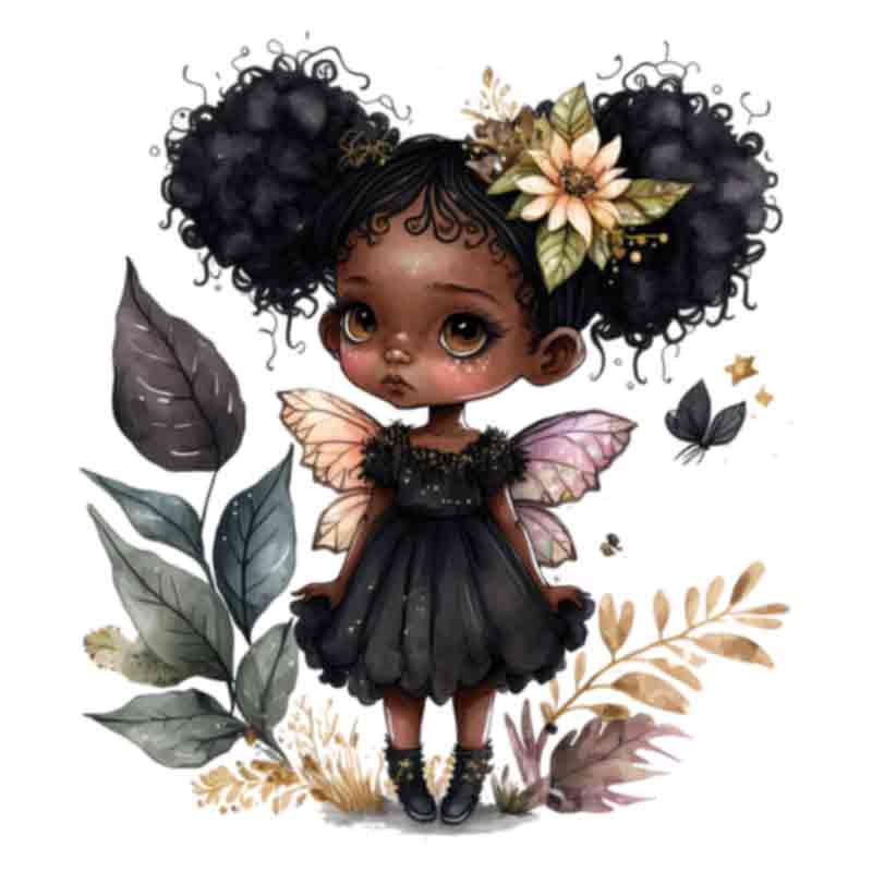 Black Fairy Girl Greenery (DTF Transfer)