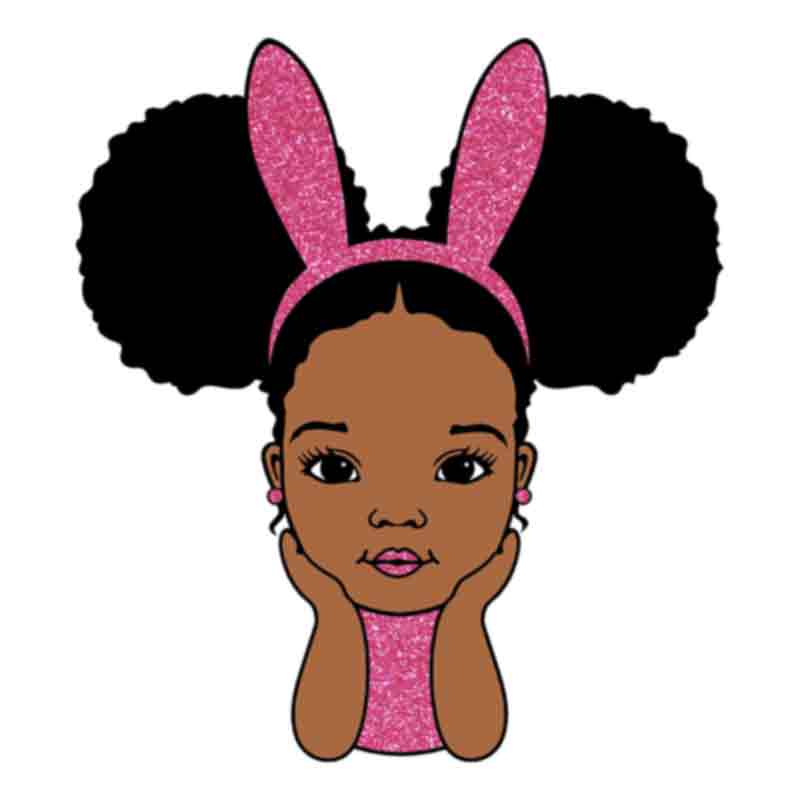 Black Girl Bunny Ears Glitter (DTF Transfer)