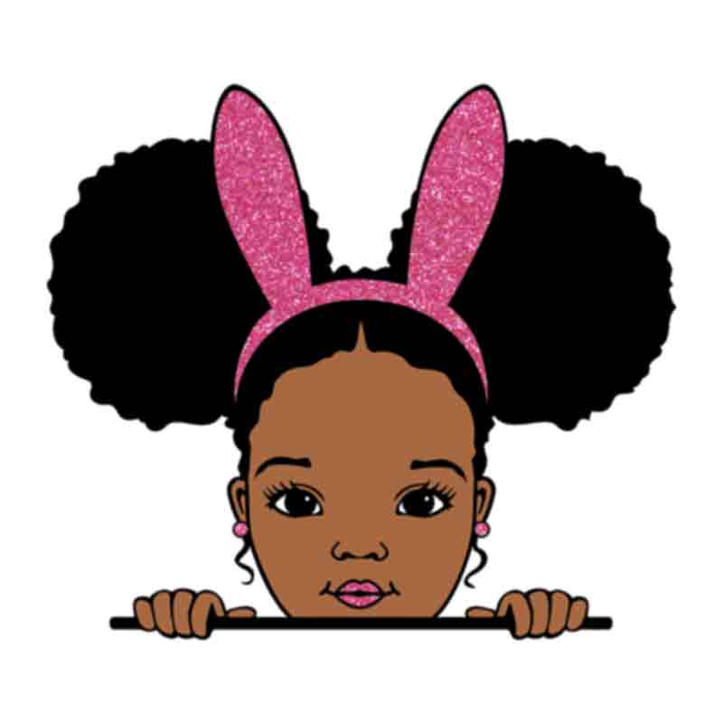 Black Girl Easter Peek A Boo Glitter (DTF Transfer)
