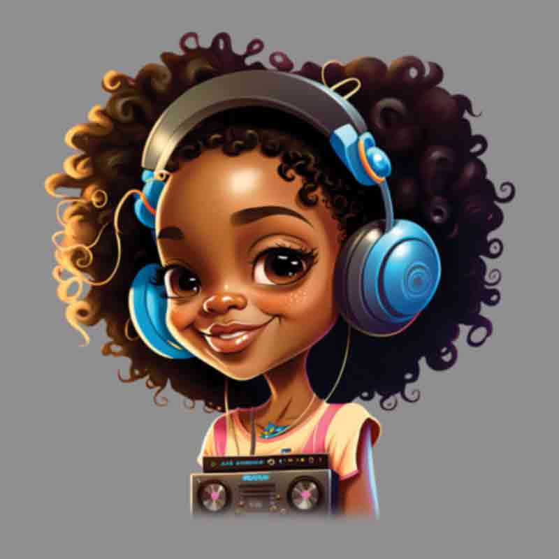 Black Girl With Headset (DTF Transfer)