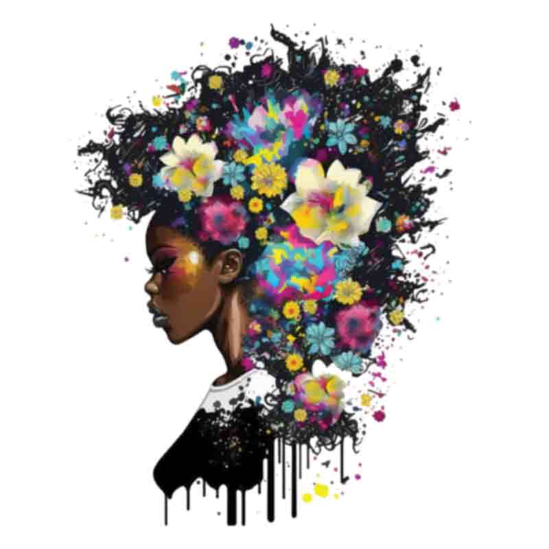 Black Woman Floral (DTF Transfer)