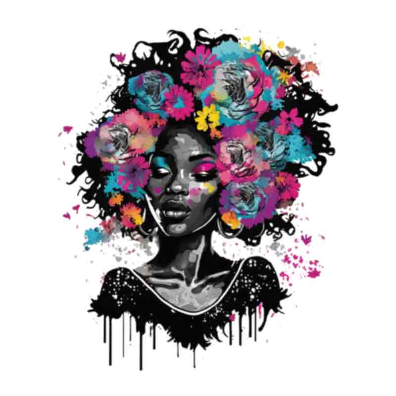 Black Woman Flower Dreams (DTF Transfer)