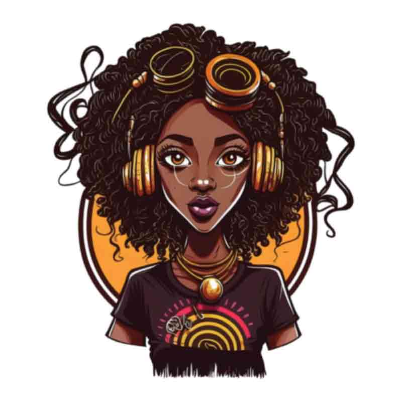 Black Woman Music Mixer (DTF Transfer)