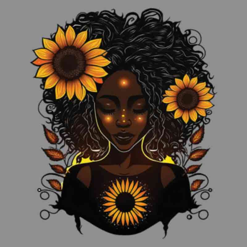 Black Woman Sunflower Bright (DTF Transfer)