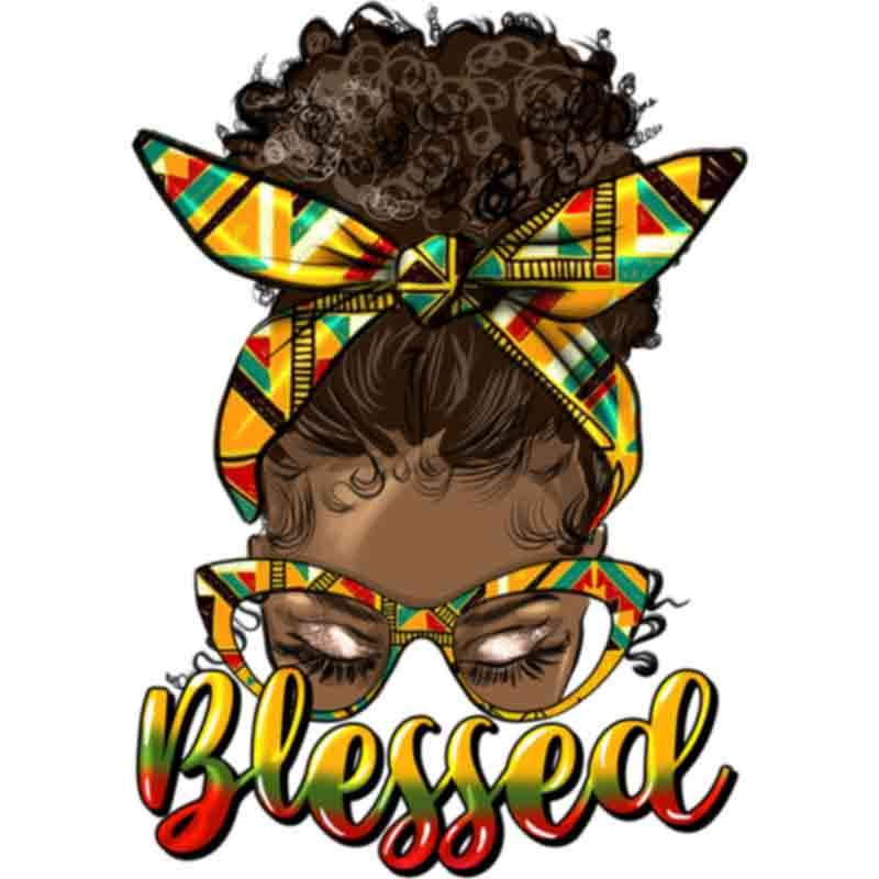 Blessed Black Messy Bun Mama (DTF Transfer)