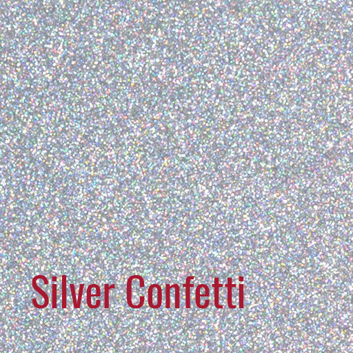 Silver Confetti Glitter Heat Transfer Vinyl HTV T-Shirt 20 Iron