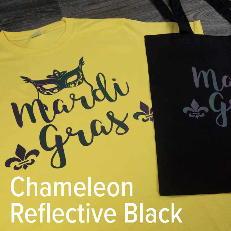 🦎 Chameleon Reflective Black HTV is reflective vinyl that goes down b