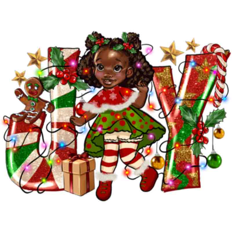 Christmas Joy Black Girl (DTF Transfer)
