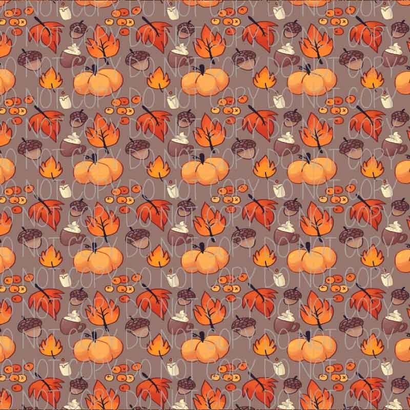 Autumn Pumpkins, Leaves, and Acorns Patterned Heat Transfer Vinyl (HTV)