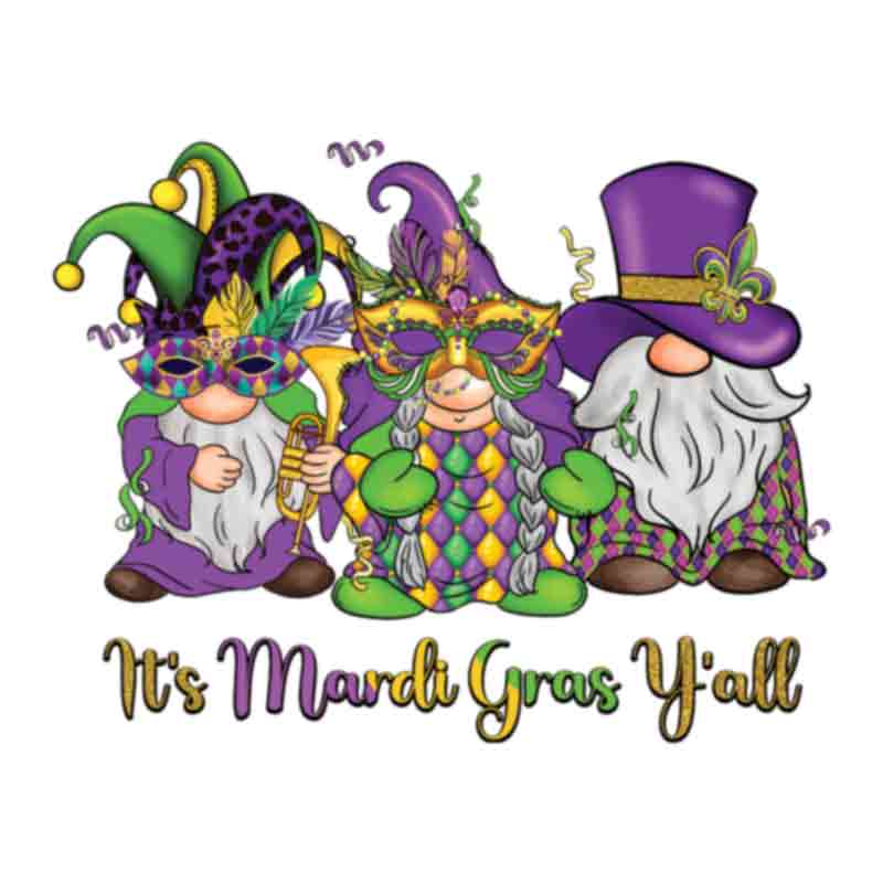 Gnome Mardi Gras Yall (DTF Transfer)