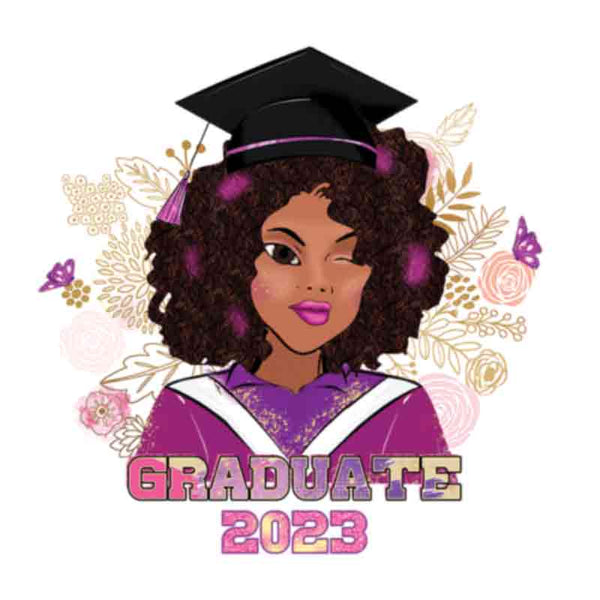 Graduate 2023 Black Woman Afro (DTF Transfer)