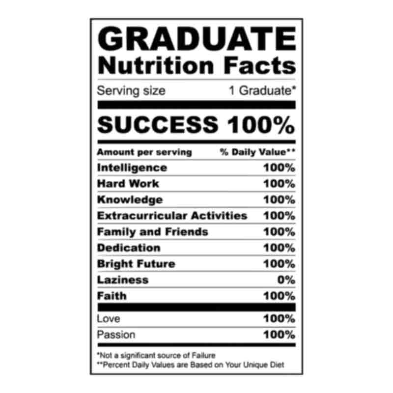 Graduate Nutrition Facts (Black) (DTF Transfer)