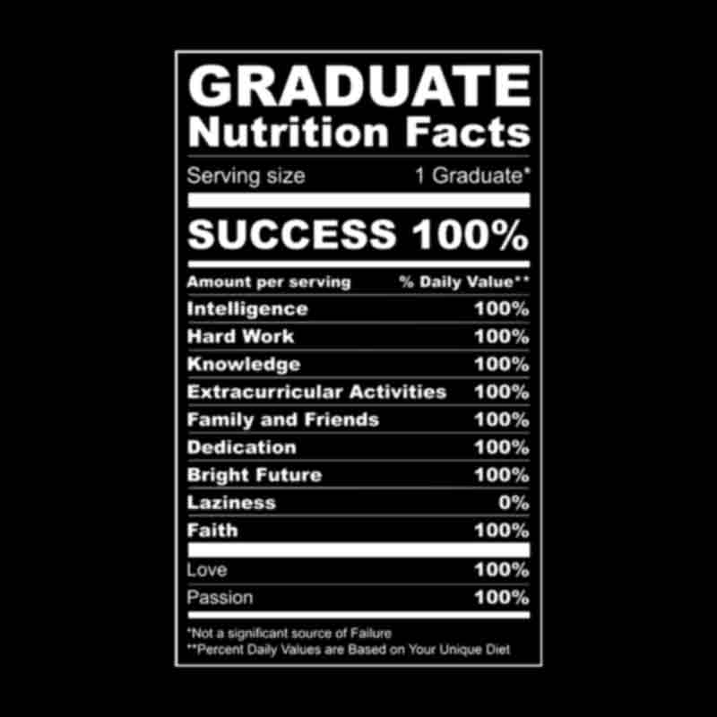 Graduate Nutrition Facts (White) (DTF Transfer)