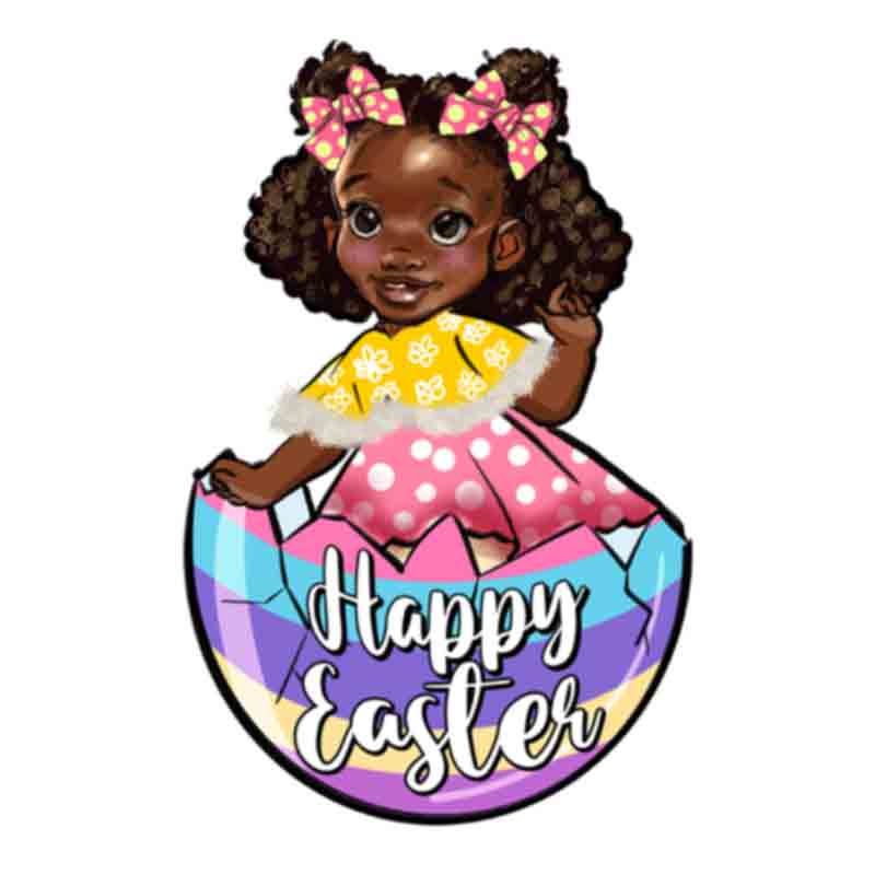 Happy Easter Egg Little Girl (DTF Transfer)