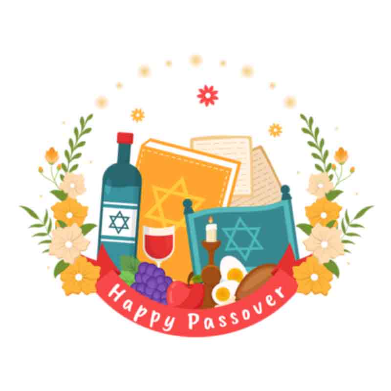 Happy Passover Floral Frame (DTF Transfer)