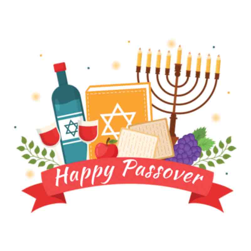 Happy Passover Ribbon and Wine (DTF Transfer)