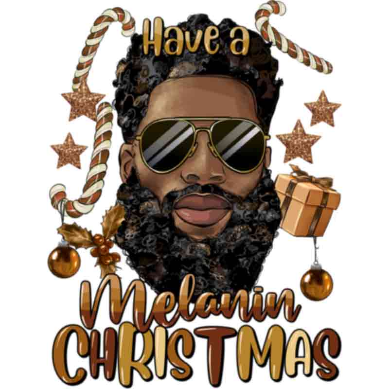 Have A Melanin Christmas Black Bearded Man (DTF Transfer)