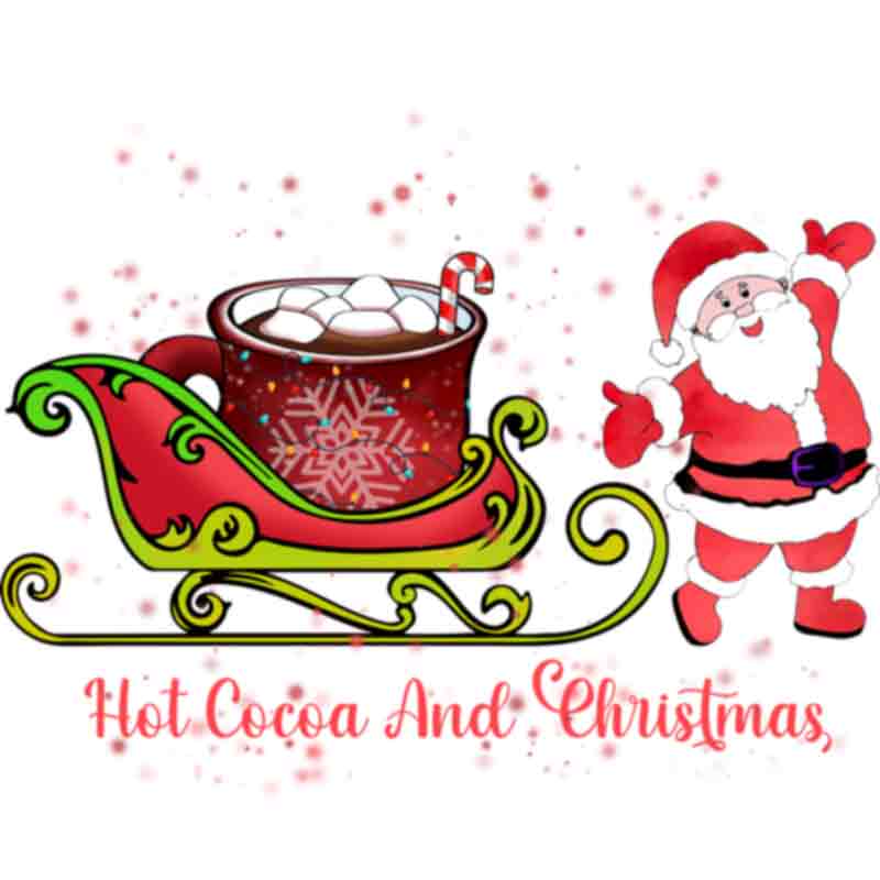 Hot Cocoa Christmas Santa Sleigh (DTF Transfer)