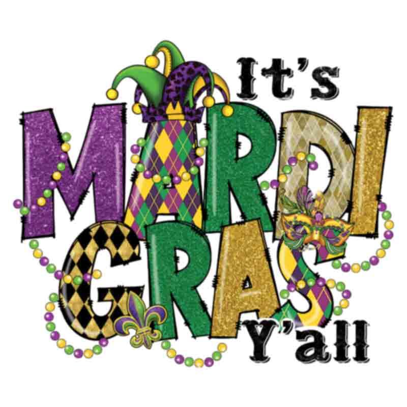 Mardi Gras Yall Plaid (DTF Transfer)