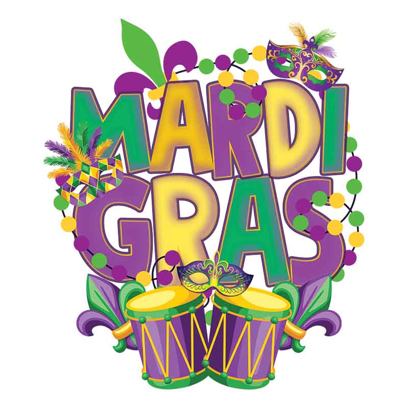 Mardi Gras Beads Drums (DTF Transfer)