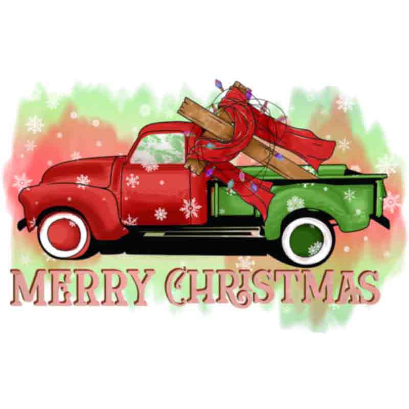 Merry Christmas Truck and Cross (DTF Transfer)