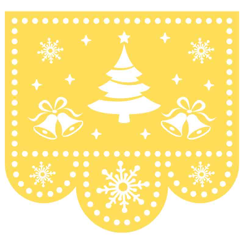 Papel Picado Feliz Navidad (Yellow) (DTF Transfer)