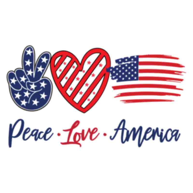 Peace Love American Flag (DTF Transfer)