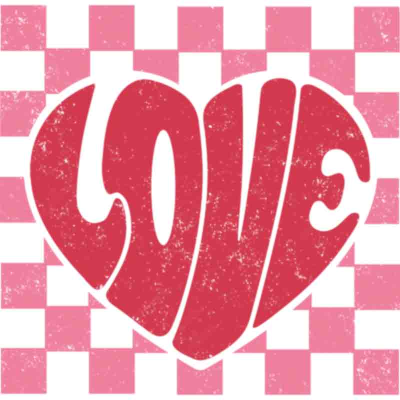 Retro Checkered LOVE (DTF Transfer)