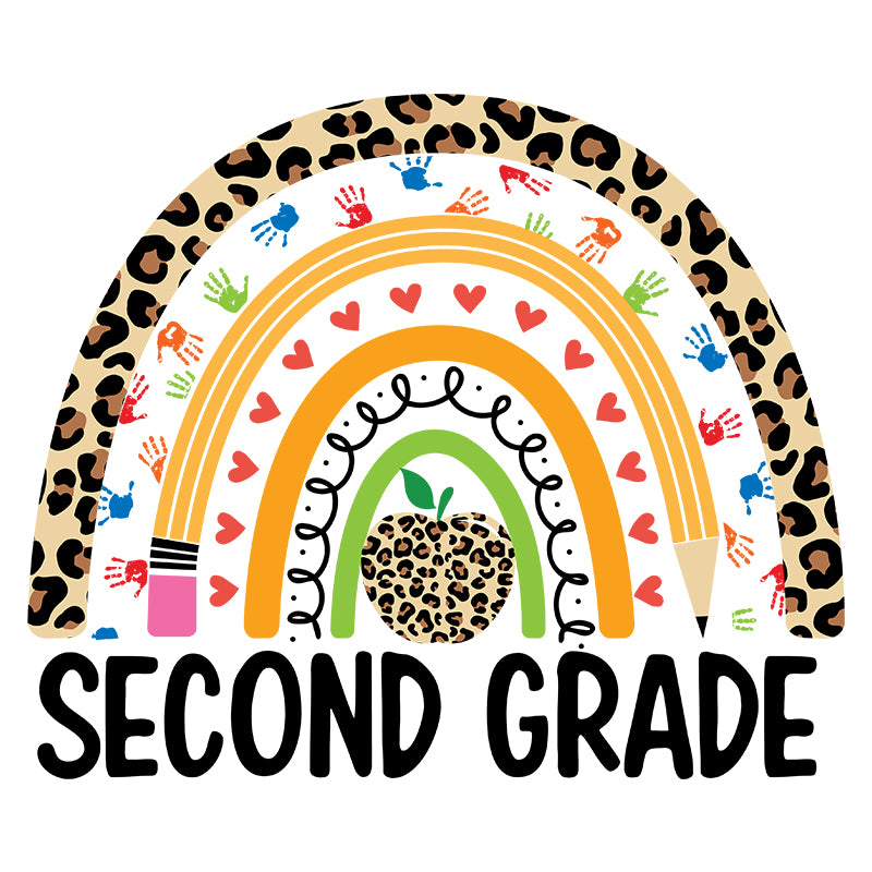 Second grade (Cheetah Rainbow Back To School) (DTF Transfer)