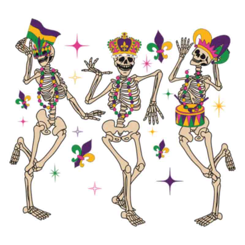Skeleton Dance Mardi Gras (DTF Transfer)