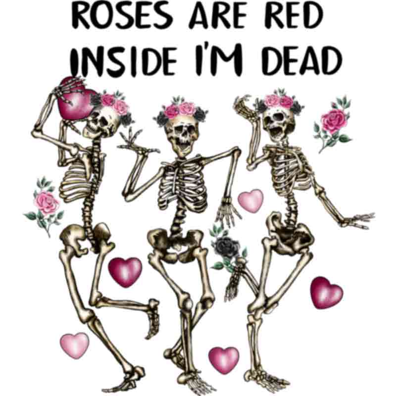 Skeleton Dance Roses Are Red (DTF Transfer)