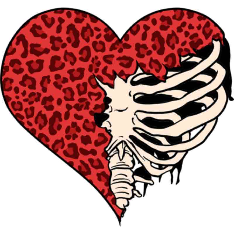 Skeleton Ribs Leopard Heart (DTF Transfer)