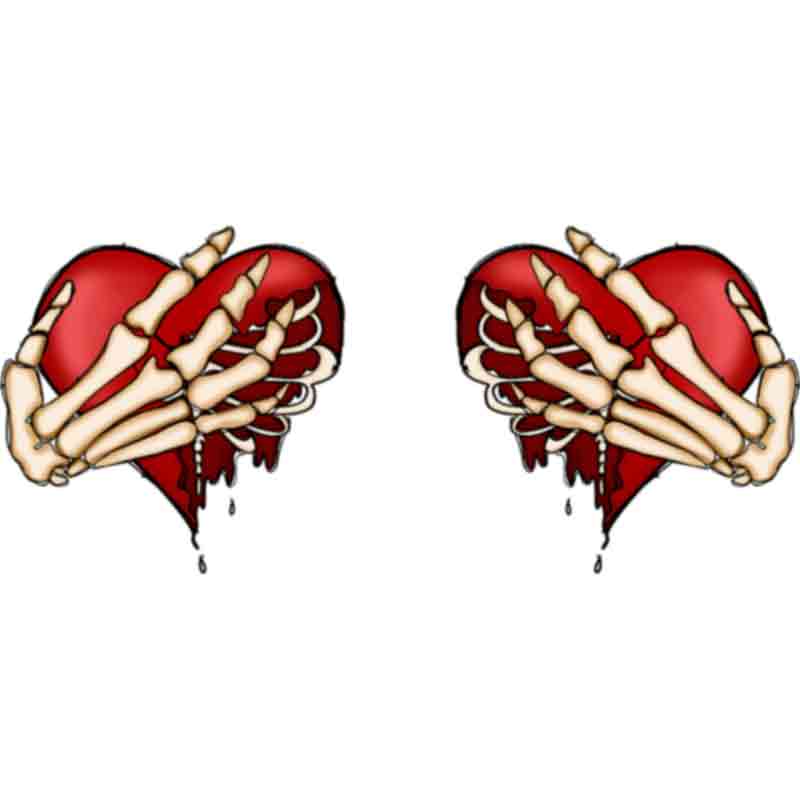 Skeleton Two Heart Hands Dtf Transfer