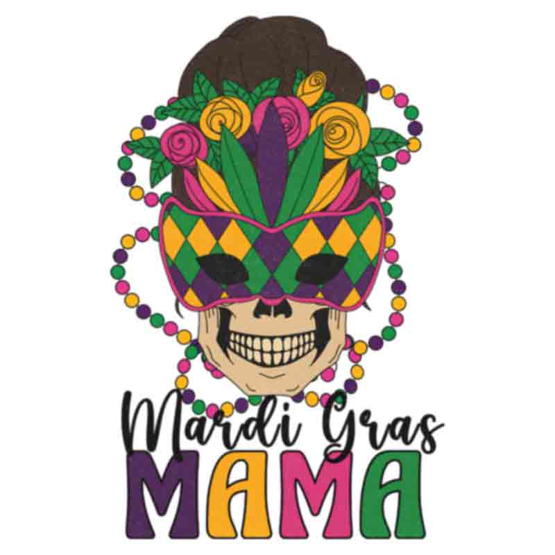 Skull Mardi Gras Mama (DTF Transfer)