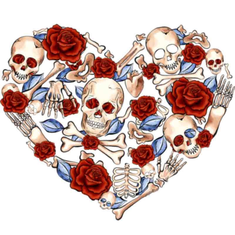 Skull Rose Heart (DTF Transfer)