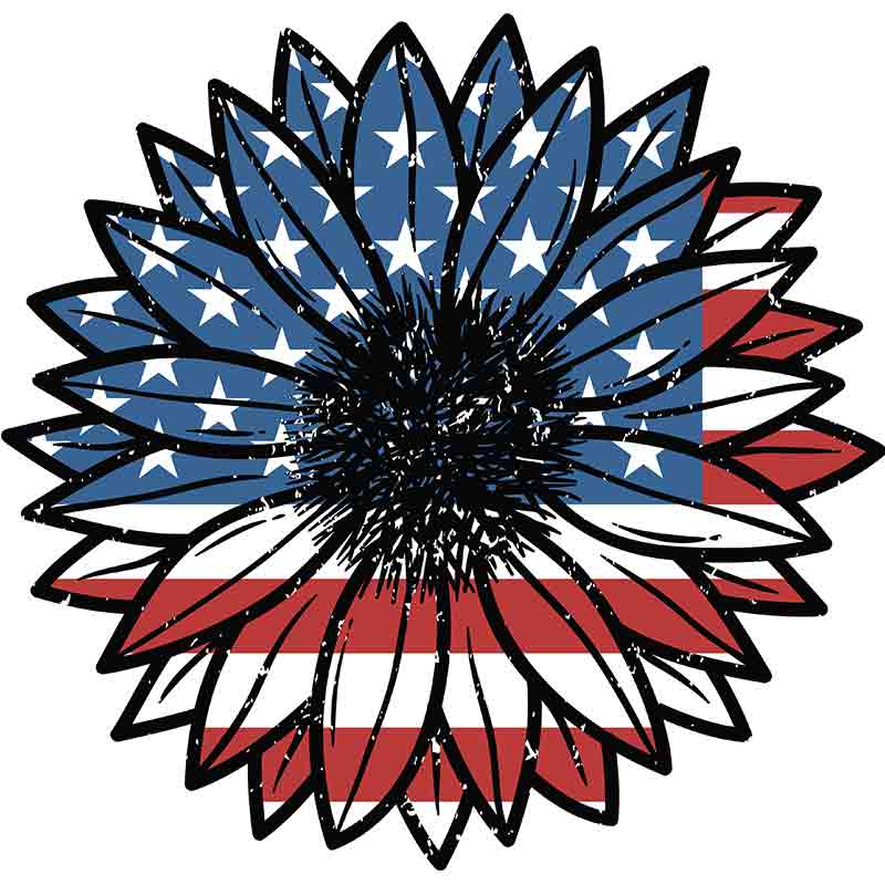 Sunflower USA Flag (DTF Transfer)