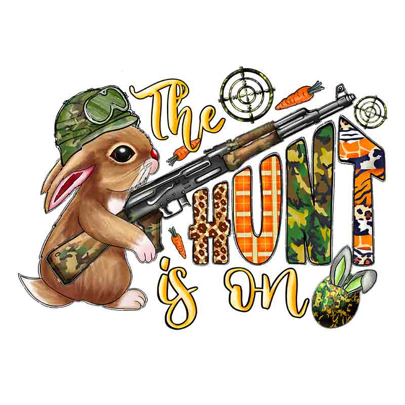 The Hunt Is On Camo Rabbit (DTF Transfer)