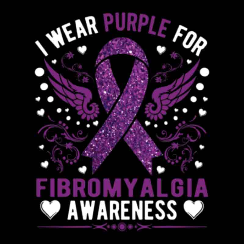 We Wear Purple Fibromyalgia Glitter (white) (DTF Transfer)