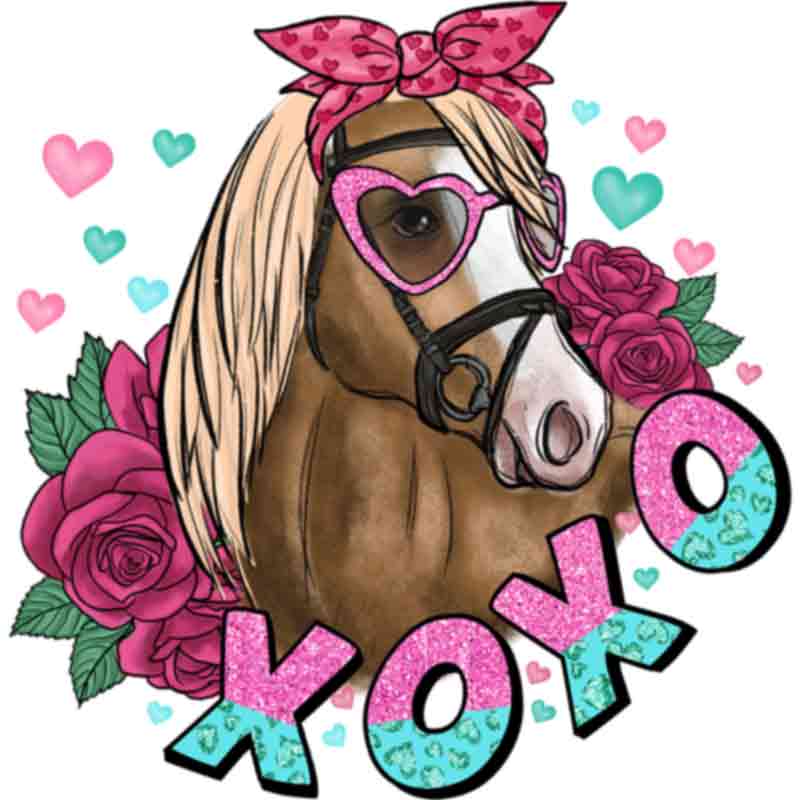 XOXO Horse Roses (DTF Transfer)
